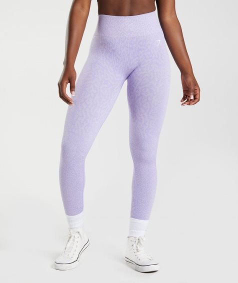 Women's Gymshark Adapt Animal Seamless Leggings Lavender | CA 71A30D